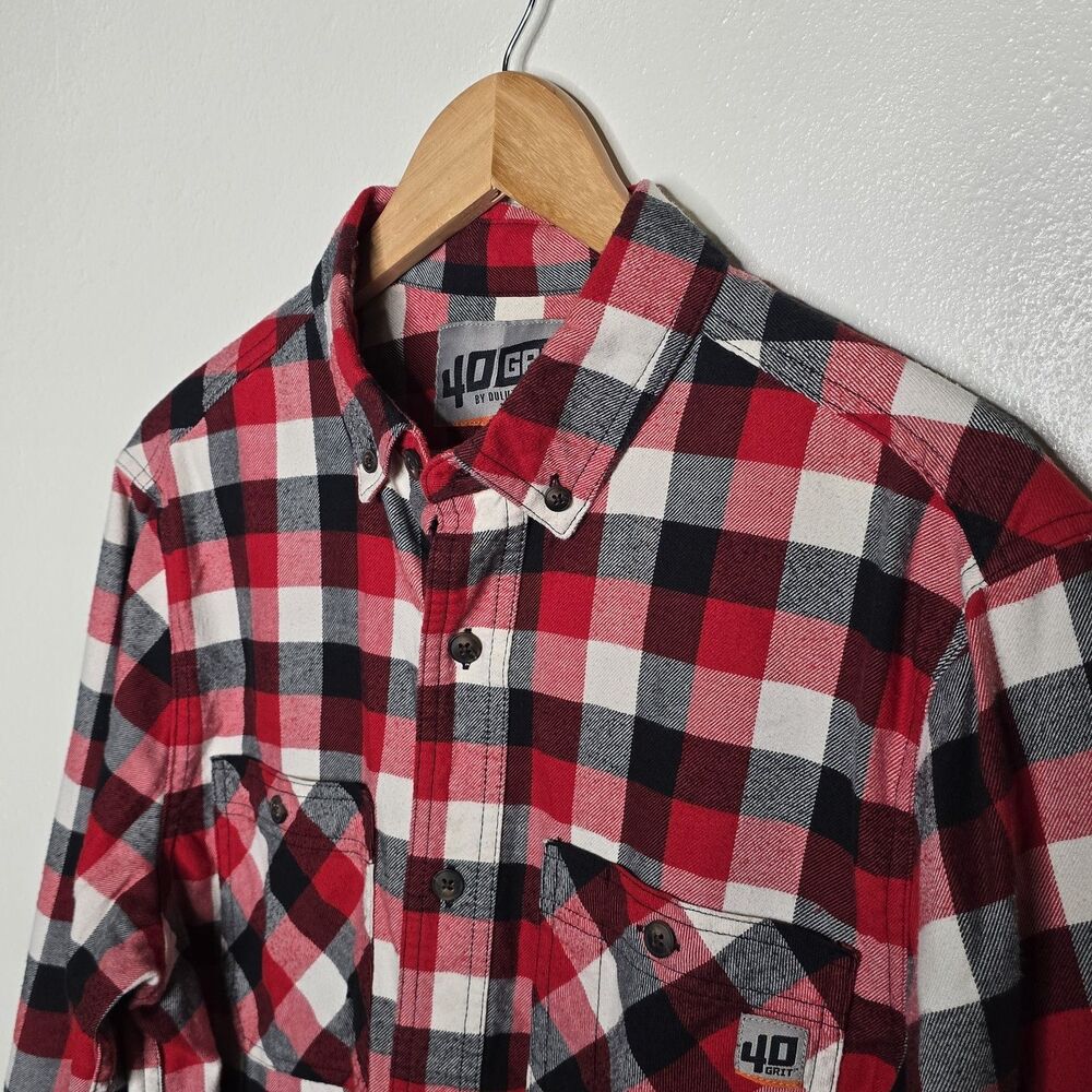 Duluth Men's 40 Grit Standard Fit Flannel Mens Medium Red Plaid Long Sleeve